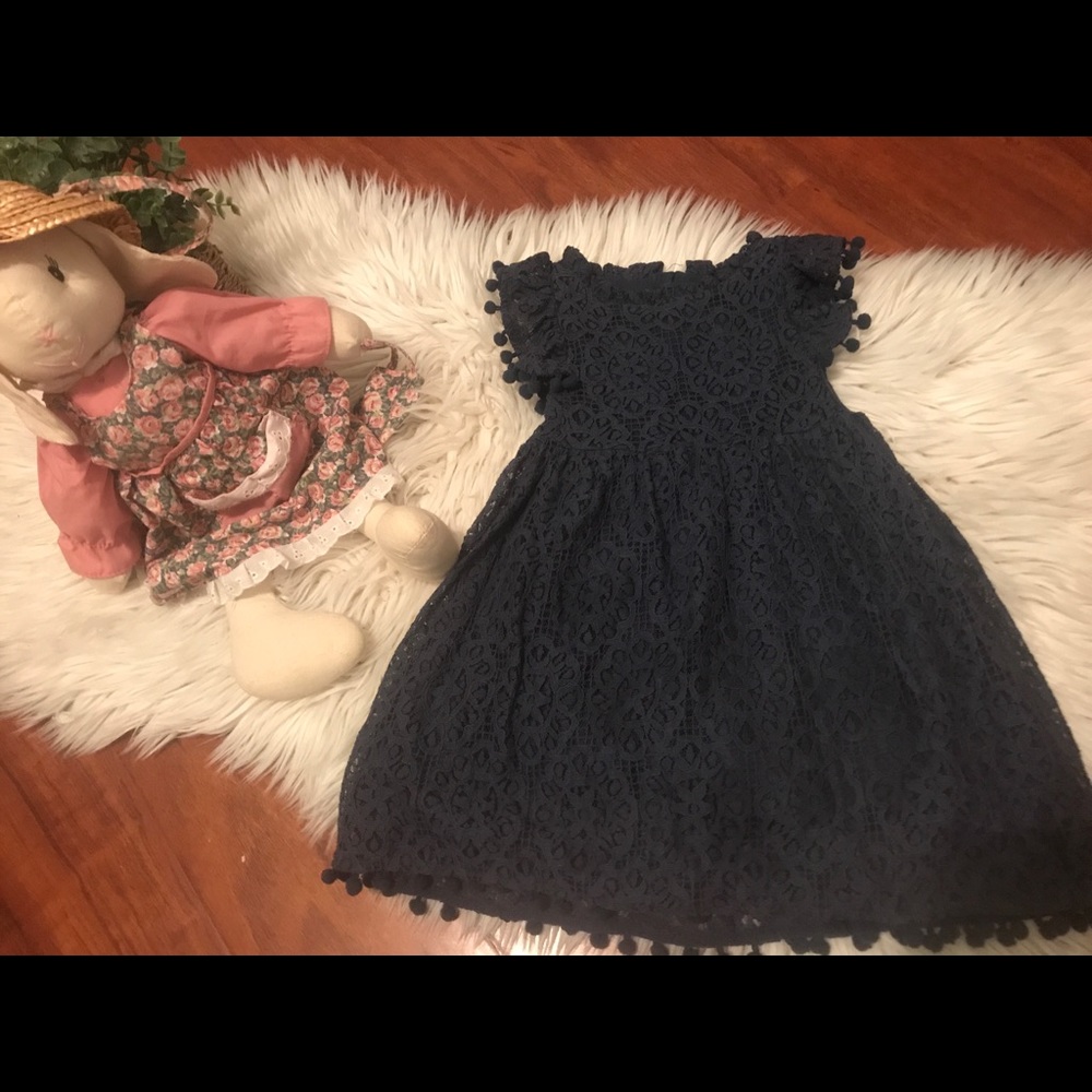Lace Pom Pom sleeve and rim dress
